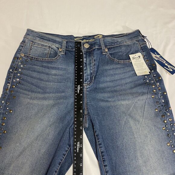 Seven 7 For All Mankind Girlfriend Jeans Women's 12 Blue Distressed Denim - Picture 15 of 16